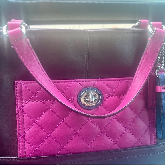 Pre-Owned COACH Color Block Leather/Suede Handbag F1320-F49865 -Park - Picture 2 of 10